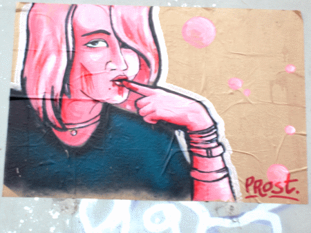 Street-Art: Die Trinkerin