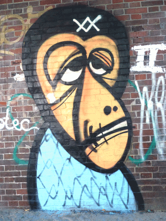 Street-Art: Affengesicht farbig