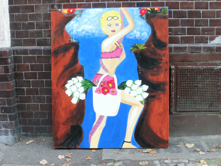 Street-Art: Die Blumenpflückerin