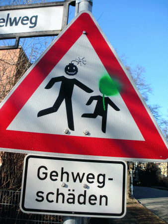 Street-Art: Explosive Gehwegschäden