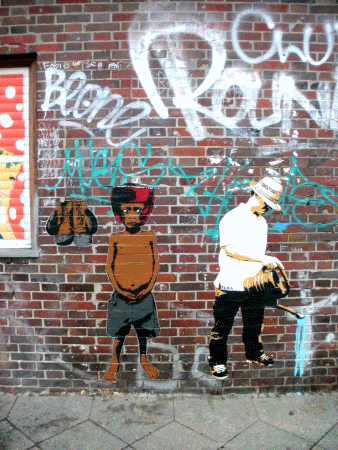 Street-Art: Boxer und Gärtner (Kontext)